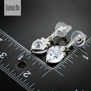 Heart Clear Shape Drop Earrings -KPE0137 - KHAISTA Fashion Jewellery