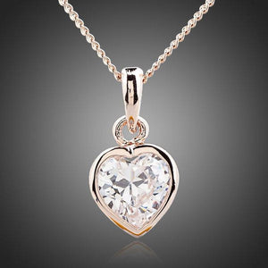 Heart Crystal Pendant Necklace KPN0091 - KHAISTA Fashion Jewellery