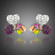 Heart Cube and Circle Crystal Stud Earrings