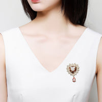 Close-up of Austrian crystals on Khaista heart brooch