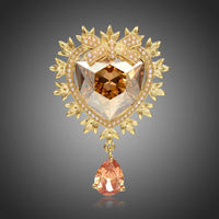 Side angle view of Khaista Austrian crystal heart brooch