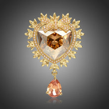 Load image into Gallery viewer, Heart Design Austrian Crystals Water Drop Brooch - KHAISTA Fashion Jewellery
