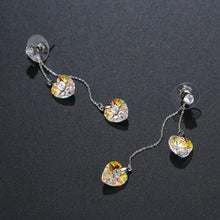 Load image into Gallery viewer, Heart Design Crystals Drop Earrings -KPE0369 - KHAISTA Fashion Jewellery
