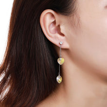 Load image into Gallery viewer, Heart Design Crystals Drop Earrings -KPE0369 - KHAISTA Fashion Jewellery
