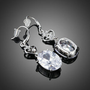 Heart Design Oval Drop Earrings - KHAISTA Fashion Jewellery