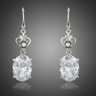 Heart Design Oval Drop Earrings - KHAISTA Fashion Jewellery