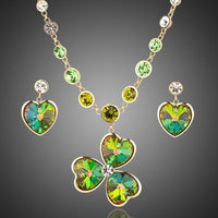 Khaista Stellux heart drop earrings flower pendant necklace set