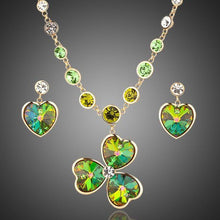 Load image into Gallery viewer, Heart Drop Earrings and Flower Pendant Necklace Set - KHAISTA Fashion Jewellery
