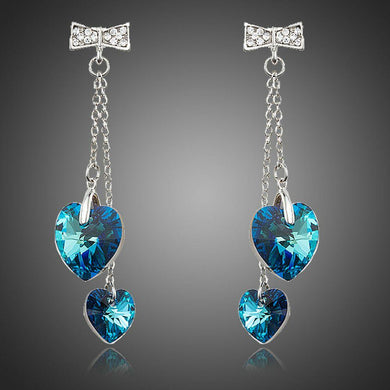 Heart of Ocean Blue Crystal Drop Earrings -KPE0184 - KHAISTA Fashion Jewellery