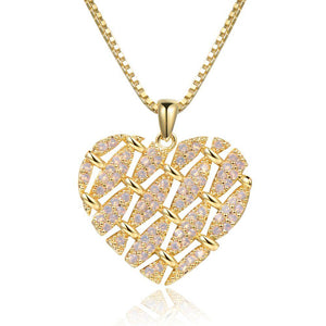 Heart Shape Necklace with Round Clear Cubic Zirconia -KFJN0288 - KHAISTA5