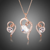 Khaista heart oval crystal gold jewellery set on white background