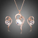 Heart and Oval Crystal Jewellery Set in Gold