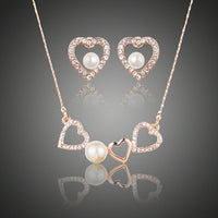 Khaista pearl heart stud earrings pendant necklace set