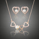 Pearl Heart Stud Earrings and Pendant Necklace Set