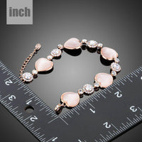 crystal heart stud bracelet detail view by KHAISTA