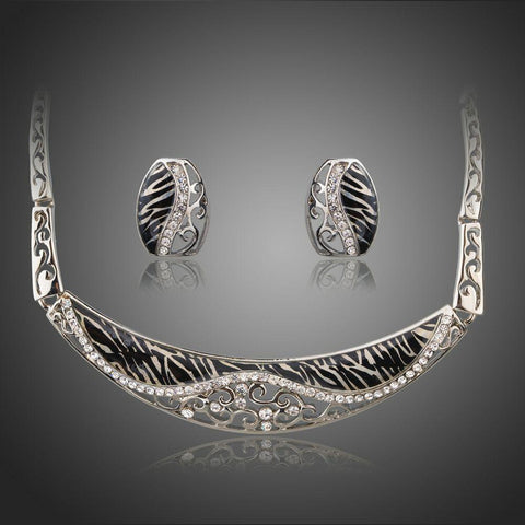Hollow Flower Leopard Print Jewelry Set