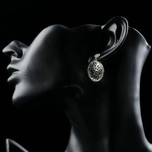Hollow Flowers Crystal Drop Earrings -KPE0281 - KHAISTA Fashion Jewellery