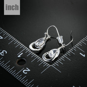 Hook Design Cubic Zirconia Drop Earrings - KHAISTA Fashion Jewellery