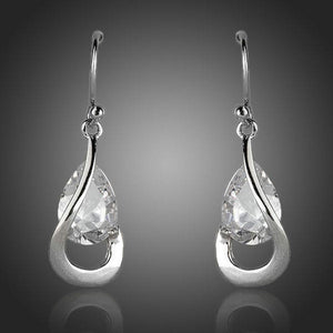 Hook Design Cubic Zirconia Drop Earrings - KHAISTA Fashion Jewellery