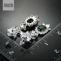 hooker's green CZ crystal drop earrings detail view by KHAISTA