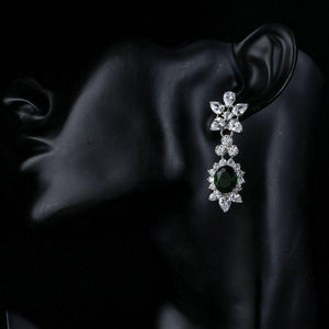 Hookers Green Cubic Zirconia Crystal Drop Earrings - KHAISTA Fashion Jewellery