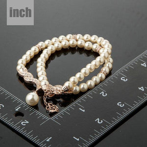 Imitation Pearl Love Crystal Necklace KPN0097 - KHAISTA Fashion Jewellery