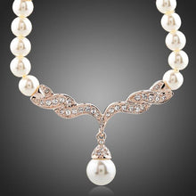 Load image into Gallery viewer, Imitation Pearl Love Crystal Necklace KPN0097 - KHAISTA Fashion Jewellery
