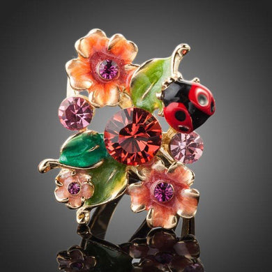 Insects and Flower Ring - KHAISTA Fashion Jewellery