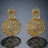 irregular round crystal drop earrings detail view by KHAISTA