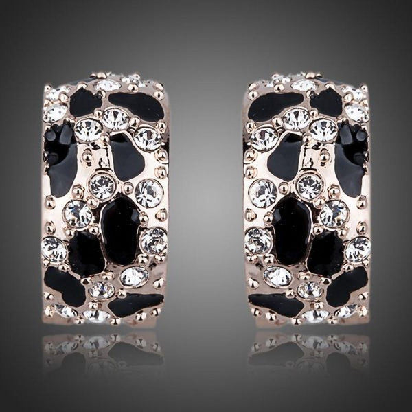 KHAISTA jaguar design crystal clip earrings on white background