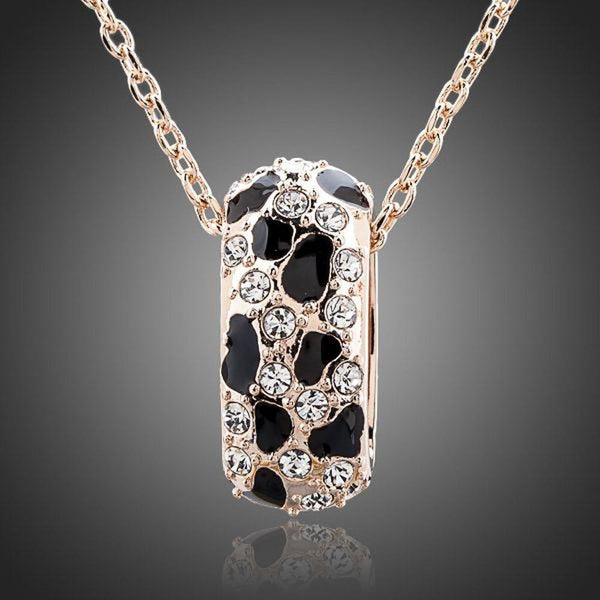 KHAISTA jaguar design link chain crystal necklace on white background