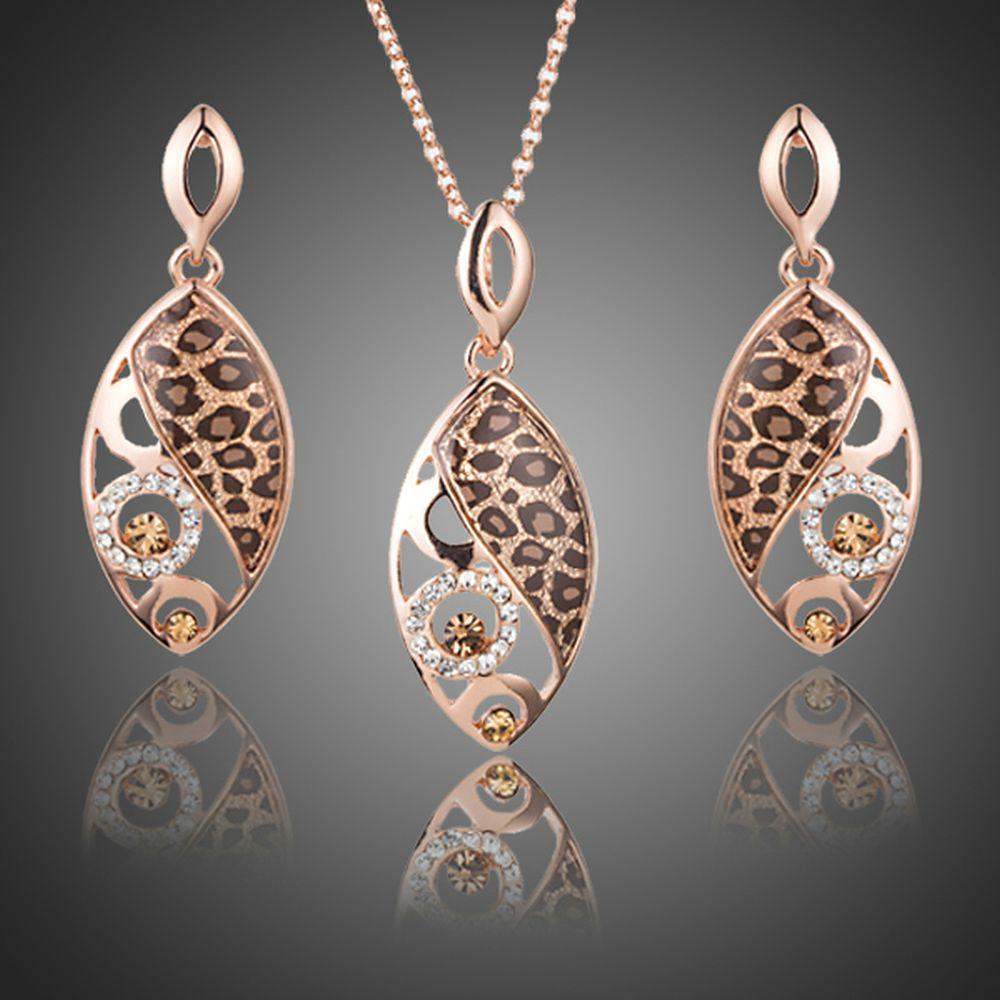 Jaguar Print Drop Earrings + Pendant Necklace Set - KHAISTA Fashion Jewellery