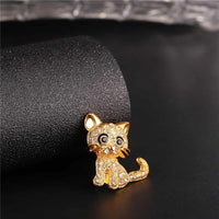 Side angle view of Khaista crystal cat brooch