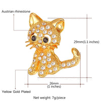 Close-up of crystals on Khaista cat brooch