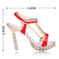 Side angle view of Khaista stiletto heel brooch