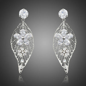 Leaf Design Flower Drop Earrings -KPE0201 - KHAISTA Fashion Jewellery