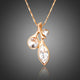 Leaf Shaped Crystal Pendant Necklace