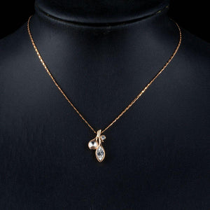 Leaf Shaped Crystal Pendant Necklace - KHAISTA Fashion Jewellery
