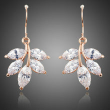 Load image into Gallery viewer, Leaf Shaped Zircon Drop Earrings - KHAISTA Fashion Jewellery

