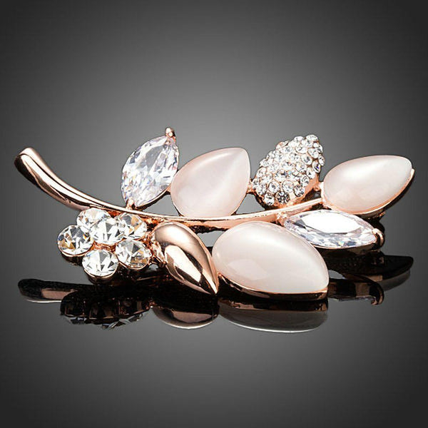 Khaista crystal leaf shape brooch on white background