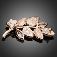 Close-up of crystals on Khaista leaf shape brooch
