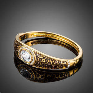 Leopard Crystal Bangle -KBQ0065 - KHAISTA Fashion Jewelry