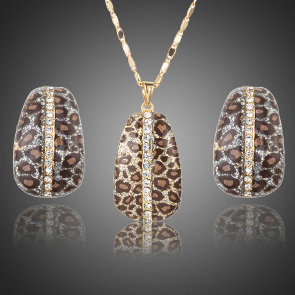 Leopard Print Clip Earrings & Necklace Set - KHAISTA Fashion Jewellery