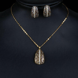Leopard Print Clip Earrings & Necklace Set - KHAISTA Fashion Jewellery