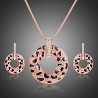 Khaista leopard print pattern necklace drop earrings set