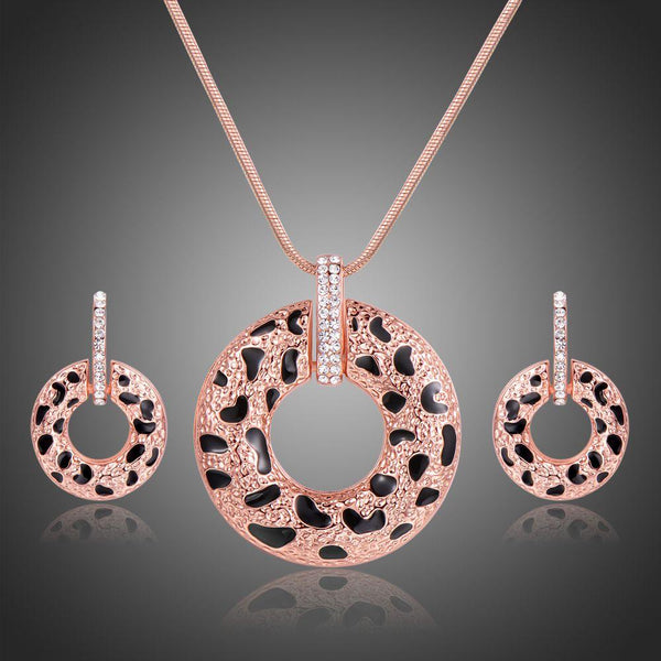 Khaista leopard print pattern necklace drop earrings set