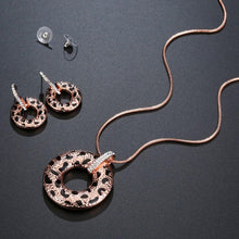 Load image into Gallery viewer, Leopard Round Pattern Necklace and Drop Earrings Jewelry Set - KHAISTA Fashion Jewellery
