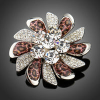 Khaista leopard print windmill white gold brooch on white background