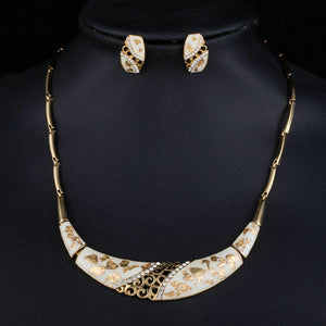 Light Gold Stud Earrings and Pendant Necklace Jewelry Set - KHAISTA Fashion Jewellery