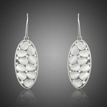 Load image into Gallery viewer, Light Grey Crystal Oval Drop Earrings - KHAISTA Fashion Jewellery
